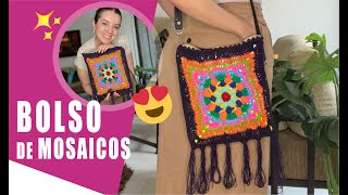 CÓMO TEJER UN BOLSO DE MOSAICOS EN CROCHET O GANCHO 🌼 🌼 Muy Fácil y Rápido Yo Tejo con LAURA CEPEDA [upl. by Clem278]