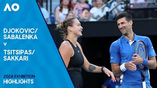 DjokovicSabalenka v TsitsipasSakkari Full Match  Australian Open 2024 Exhibition [upl. by Ralyks466]