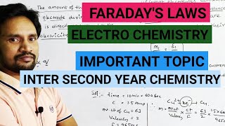 FARADAYS LAWS ELECTRO CHEMISTRY INTER SECOND YEAR CLASS 12 [upl. by Ennylyak]