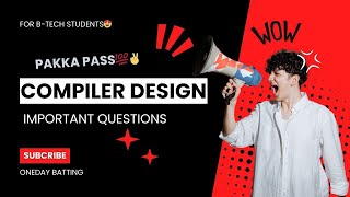 Compiler Design important questions  CD important questions R20 JNTUK JNTUA JNTUH [upl. by Hephzipa]