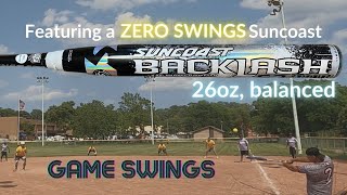 GAME SWINGS with a ZERO SWING 2023 Suncoast Backlash 26oz balanced for ASA [upl. by Hortensa]