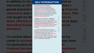 Self Introduction in English For Freshers Job Interview [upl. by Adok]