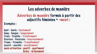 Les adverbes Les adverbes de manière en ent [upl. by Izabel]