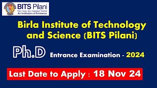 BITS Bilani Phd Entrance Examination for various Specialization [upl. by Emoreg796]