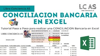 Tutorial Paso a Paso para hacer CONCILIACION BANCARIA en EXCEL  LCAS [upl. by Asiar37]