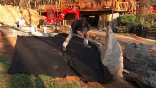 Segmental Retaining Wall Construction  Drainage Swale [upl. by Tahp539]