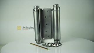 5 in Double Action Spring Hinge Saloon Door Hardware  Satin Chrome Finish [upl. by Anel583]