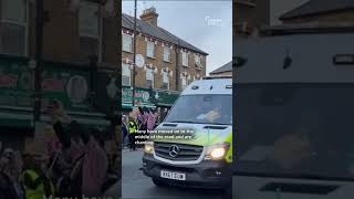 Counterdemonstrators in middle of the road in North Finchley [upl. by Garvin852]