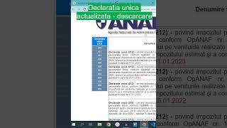 DECLARATIA UNICA actualizata  descarcare shorts anaf [upl. by Acimak]