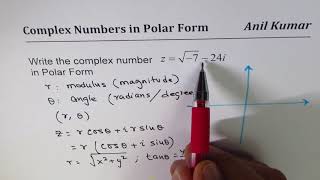 Write Complex number sq root 7  24i in Polar Form Modulus Argument [upl. by Nereen157]