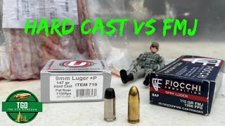 Heavy Bone Test  Hard Cast VS FMJ 9mm Underwood 147gr p VS Fiocchi 115gr FMJ [upl. by Ahsyle619]