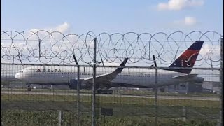 Delta B767300 Departure From Gatwick Airport to New York [upl. by Hamaso]