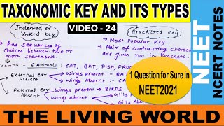 Taxonomic Key in Hindi Class 11  Taxonomic Key and their Types with Examples  NEET  CBSE  AIIMS [upl. by Orten]