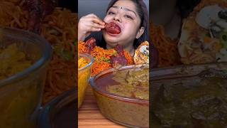 ASMR eating spicy chicken kaleji currty and veg maggi butter chicken pizza tandoori chicken [upl. by Neelasor672]