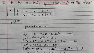 Curve fitting method by the method of Least square  Curve Fitting parabola [upl. by Bonni]