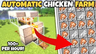 Minecraft EASIEST Automatic Cooked CHICKEN Farm Tutorial  121 [upl. by Sharline]