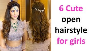 6 cute hairstyle for open hair  easy hairstyle  gorgeous hairstyle  hairstyle for lehenga [upl. by Severen]