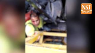 Mid Valley bridge collapse Worker has emergency leg amputation at site [upl. by Dawaj783]