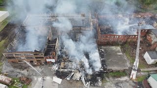 Drone video shows the aftermath of the Stewartstown warehouse fire [upl. by Fulvia]