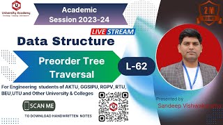 DSUC62 Preorder Tree Traversal Using Stack Preorder BinaryTree Traversal without Recursion [upl. by Ivzt924]