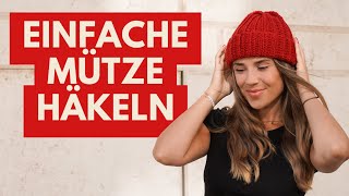 Mütze häkeln für Anfänger  Beanie ohne Abnahmen einfach gehäkelt [upl. by Ahseel]