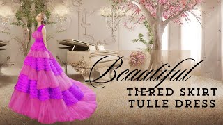 Beautiful Tiered Skirt Tulle Dress  Making a Long Prom Dress Formal Evening Gown [upl. by Negrom]