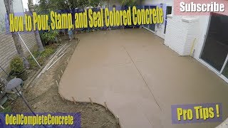 How to Pour Stamp and Seal a Colored Concrete Backyard Patio [upl. by Thorpe]