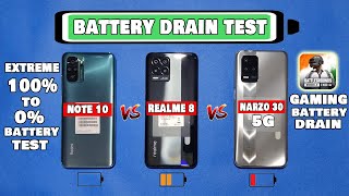 Extreme Battery Drain Test ⚡🔋  Redmi Note 10 Vs Realme 8 Vs Realme Narzo 30 5G Battery Drain Test ⚡ [upl. by Nove]