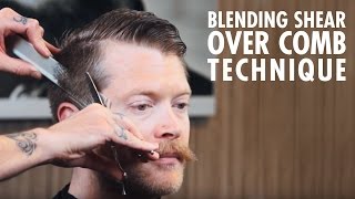 Mens Haircut Technique Blending Shear Over Comb [upl. by Dahlia]