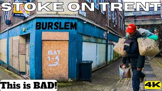 England BURSLEM Stoke on Trent THIS IS BAD Ghost Town  Boarded Up United Kingdom UK 4K [upl. by Ahsenyt]