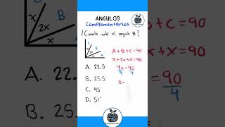 ¿Sabes calcular el ángulo B Ángulos Complementarios ángulos complementarios álgebra matemáticas [upl. by Taima]