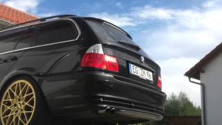 BMW E46 325i Touring Kaltstart Auspuff Sound BBS straight pipe muffler [upl. by Akienat]