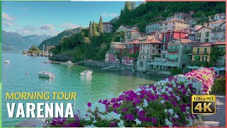 VARENNA Lake Como Italy morning walk in 4k relaxing tour [upl. by Neellok147]