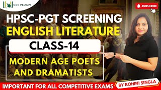 HPSC PGT SCREENING 2024  English Literature  MODERN AGE POETS AND DRAMATISTS  Class14 hpscpgt [upl. by Ardnama]