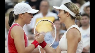 Iga Swiatek gets hit by a ball at Olympic tennis and is called insincere by Danielle Collins [upl. by Brooke]