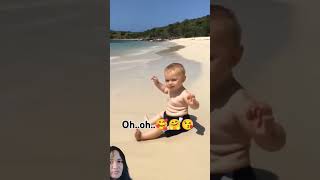 Ohoh🥰🤗😘 baby beach babyfunnymoments cute trending highlights viralvideo [upl. by Idnyl]