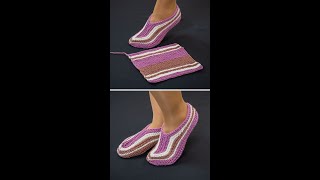 Simplest and fastest knitted slippers Everyone can do it Miarti🧶 [upl. by Ades69]