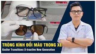 Tròng kính đổi màu trong xe ô tô Essilor Transitions Xtractive New Generation [upl. by Pittel574]