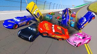 Crash Lightning McQueen Crash Chick Hicks Crash Jackson Storm Crash Dinoco King 43 [upl. by Bernetta543]