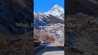 What Kazbegi looks like in January 🇬🇪 travel travelgeorgia georgiatourism mountains [upl. by Eidarb]