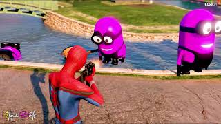 GTA 5 Crazy Ragdolls RED SPIDERMAN VS YELLOW MINION VS RED MINION Euphoria Physics and Funny 47 [upl. by Juetta773]