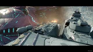 Halo Wars  quotSpirit of Fire collides with a Covenant destroyerquot Cinematic  1080p60 [upl. by Pierce]