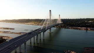 Port Mann Bridge 4K  Worlds Widest Bridge  Aerial View [upl. by Nenney347]