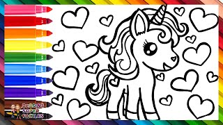 Dessiner et Colorier un Mignon Licorne 🦄❤️🧡💛💚💙💜🌈 Dessins Pour les Enfants [upl. by Paley]