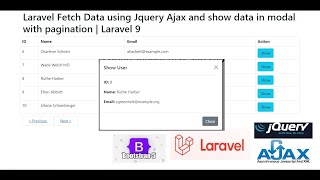 Laravel Fetch Data using Jquery Ajax and show data in modal with pagination  Laravel 9 [upl. by Rodney214]