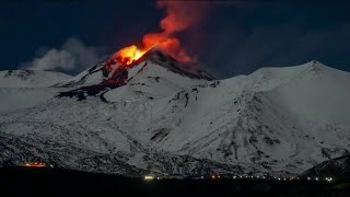 Lava streams from snowcovered Mount Etna [upl. by Votaw279]