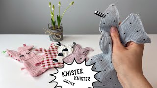 DIY Knister Stoffhäschen selber nähen  Ostergeschenk für Babys [upl. by Imot]