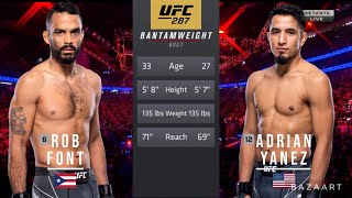 ROB FONT VS ADRIAN YANEZ FULL FIGHT UFC 287 [upl. by Niltiak800]