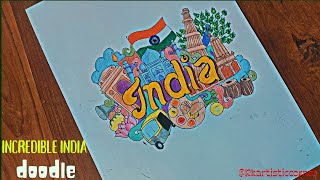 Easy republic Day Drawing  Representing India  Doodle [upl. by Trebloc796]