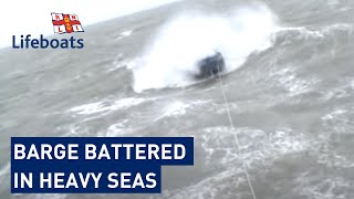 Dover RNLI volunteers rescue 65ft barge in heavy seas [upl. by Nij327]